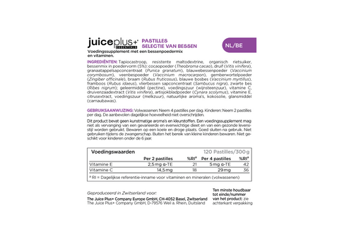 Obst-, Gemüse- und Beerenmischung Kautabletten